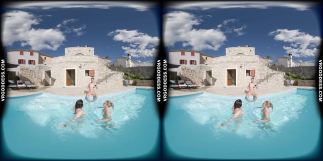Kristina Emmux And Rebeka Ruby Poolside Naked Sunbathing Swimming Italian Villa VRgoddess — photo 7