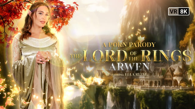 Ella Reese cosplaying Arwen performs a POV blowjob and titty fuck in a Lord of the Rings parody VR video by VR Conk.