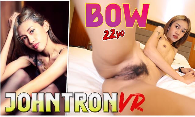 Flat chested model Bow performs a massage and blowjob in a JohnTronVR 4K POV experience with 60 FPS