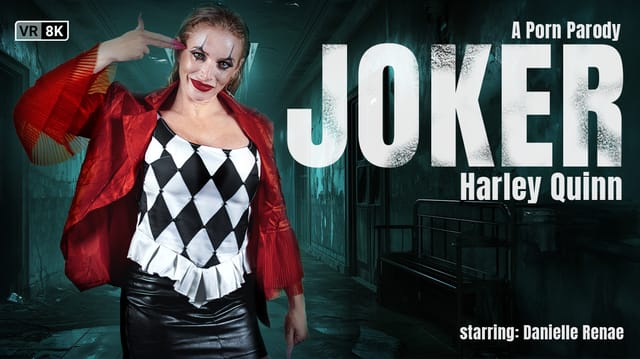 Danielle Renae dressed as Harley Quinn performs a POV blowjob and titty fuck in a VR production featuring 60 FPS gameplay.