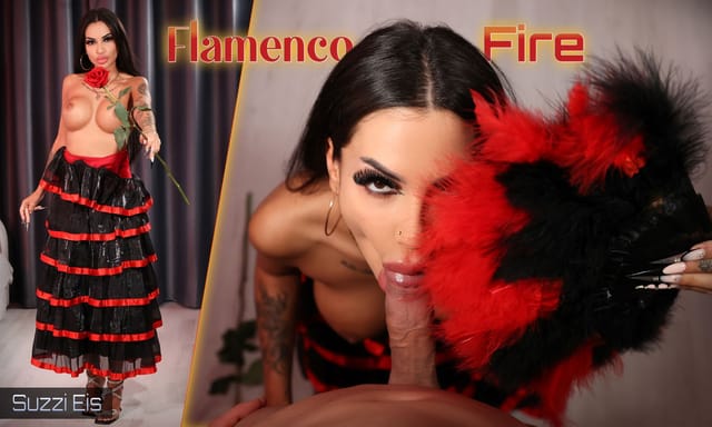 Suzzi Eis gives a close up POV blowjob while kissing in a VR scene filmed in 60 FPS