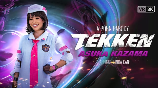 Linda Lan as Asuka Kazama performs a blowjob in cosplay for VR Conk 60 FPS adult VR video