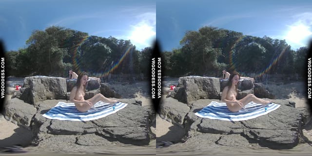 Rebeka Ruby Risky Nude Beach Dildo Masturbating On Vacation Nude Girls Background VRgoddess — photo 1