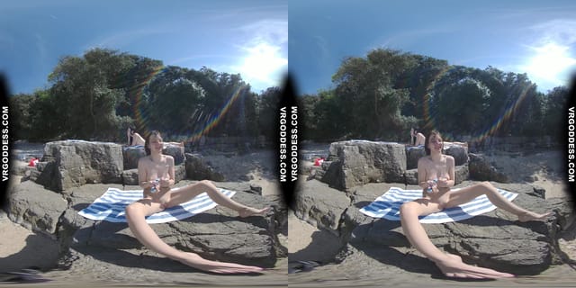 Rebeka Ruby Risky Nude Beach Dildo Masturbating On Vacation Nude Girls Background VRgoddess — photo 2