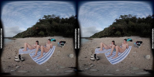 Cloudy Day At A Nude Italian Beach With Sofie And Josie Swimming And Laying Out VRgoddess — photo 7
