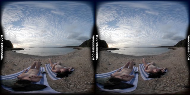 Cloudy Day At A Nude Italian Beach With Sofie And Josie Swimming And Laying Out VRgoddess — photo 6