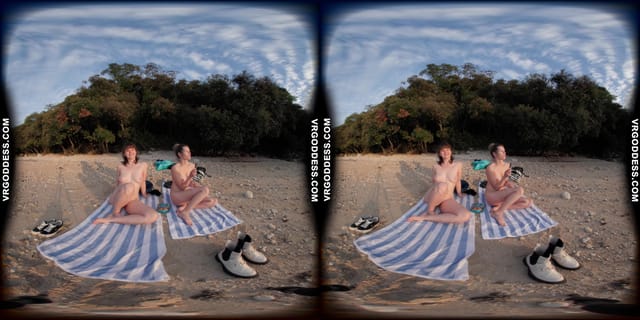 Cloudy Day At A Nude Italian Beach With Sofie And Josie Swimming And Laying Out VRgoddess — photo 9