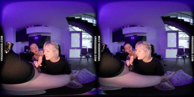 Behind The Scenes Double Blowjob Mouthcum From Rebeka Ruby And Her Friend Brille VRgoddess — photo 7