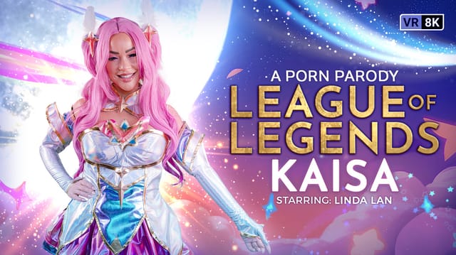 Linda Lan cosplaying Kai'Sa performs a POV blowjob in close up with 60 FPS VR passthrough production.