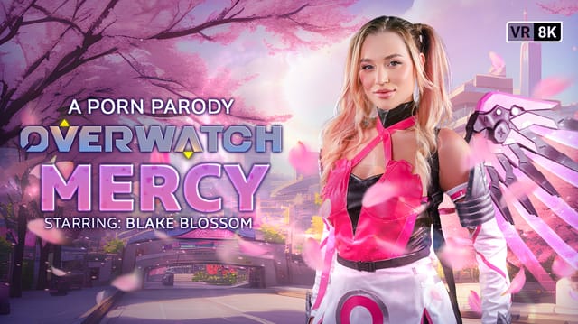 Blake Blossom cosplaying as Overwatch Mercy performs a POV blowjob in 4K VR