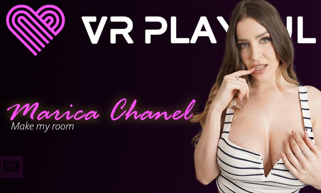 Marica Chanelle performs a POV blowjob and titty fuck in her room, featuring anal play and 60 FPS VR passthrough.
