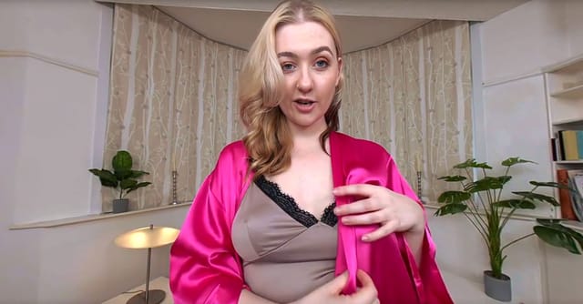 Em Yang Boudoir Outfit with Tan Glossy TightsPantyhose Special Treat - 8K VR Em Yang GlossTightsGlamourVR — photo 8