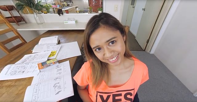 Aisha Yuzuki in a college share house POV VR video with 60 FPS and 4K resolution for immersive viewing.