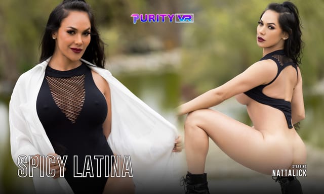 Brunette Nattalick performs a POV blowjob in a spicy Latina scene with big tits in 4K VR from PurityVR.