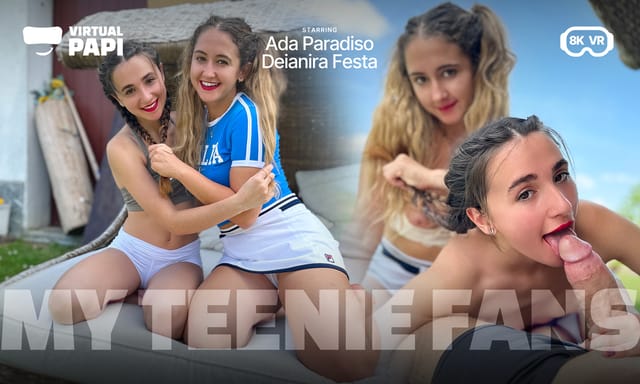 Deianira Festa and Ada Paradiso perform oral sex in a 180 degree VR scene filmed in 4K resolution for Virtual Papi