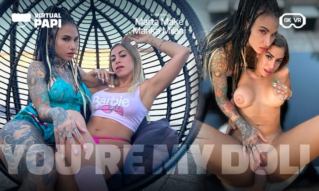 Brunette Marta Make and Marika Milani star in this 4K VR POV scene as virtual dolls for Virtual Papi