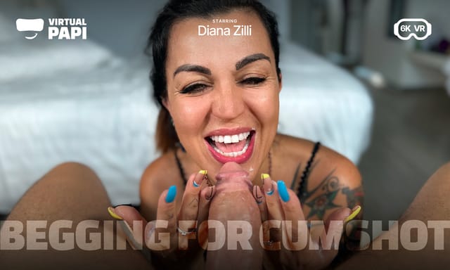 Diana Zilli performs a POV blowjob in a 4K VR scene with big tits and 60 FPS premium quality.