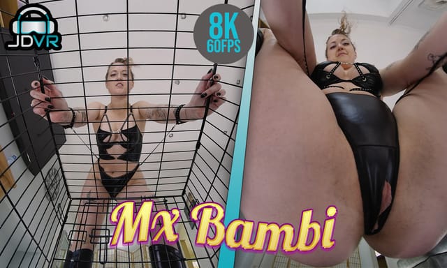 Mx Bambi performs facesitting in a solo VR POV scene with 4K resolution and 60 FPS playback for immersive viewing.