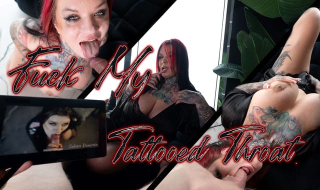 Sabien DeMonia gives a tattooed throat blowjob in this SkyHighVR 4K POV video with 60 FPS and big tits.