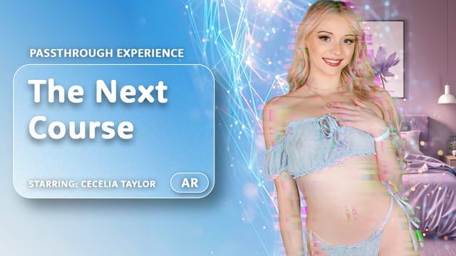 Cecelia Taylor performs a POV blowjob in a VR passthrough fisheye scene filmed in 60 FPS.