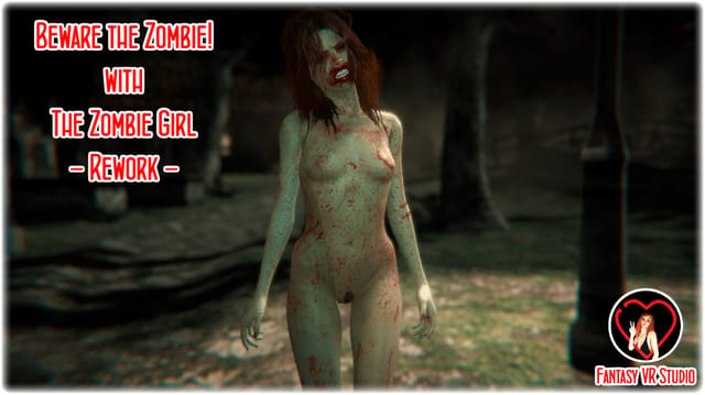 A teen girl in zombie cosplay performs a POV blowjob outdoors in a FantasyVR Studio premium VR video
