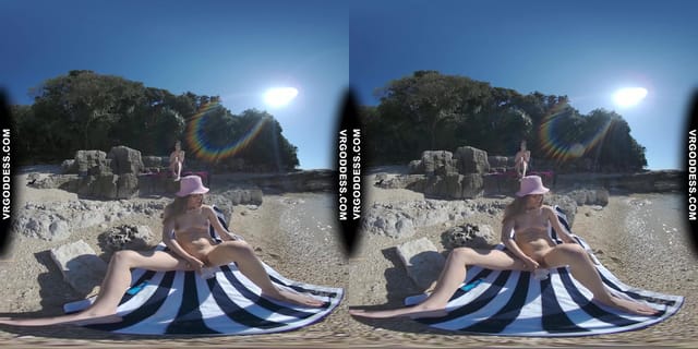 Josie Dildo Masturbating On Public Nude Beach Matty In Background VRgoddess — photo 6