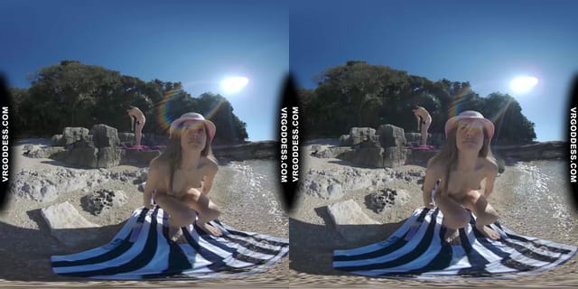 Josie Dildo Masturbating On Public Nude Beach Matty In Background VRgoddess — photo 10