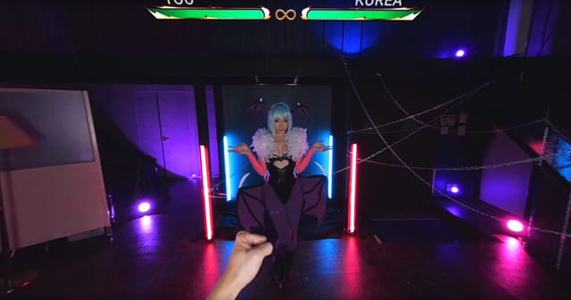 Kurea Hasumi in cosplay performs a POV blowjob for TMA in this 60 FPS VR video