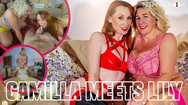 Camilla Creampie and mature Lily Kink perform group sex in a POV scene produced in 60 FPS by Peeping Thom