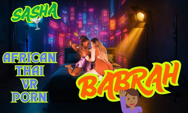Sasha and Amelia Star perform oral sex and kissing in a Thai VR scene with 4K resolution.