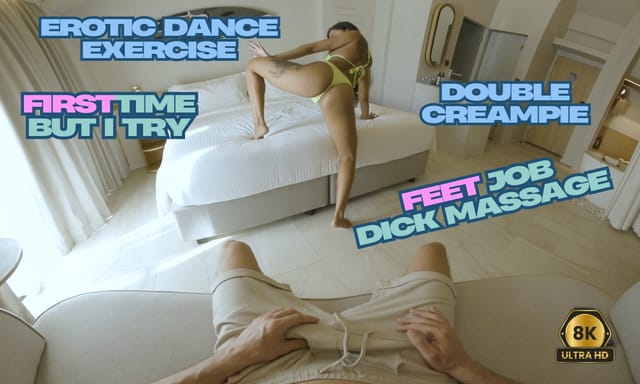Cherry Lee performs an erotic dance and footjob in a 4K VR POV scene by FitLoversVR.