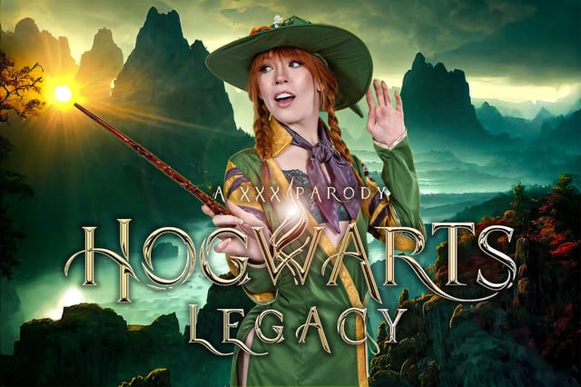 Madi Collins as Professor Garlick performs a POV blowjob in a Hogwarts Legacy cosplay setting for this VR video