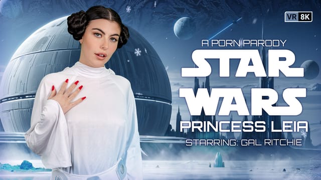 Gal Ritchie as Princess Leia performs a close up POV blowjob in European cosplay for VR Conk 60 FPS production.