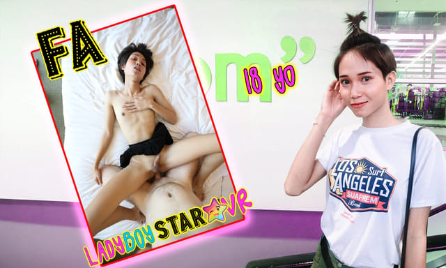 Slim Ladyboy FA performs anal and oral sex on a white partner in a POV VR scene with 60 FPS rendering.