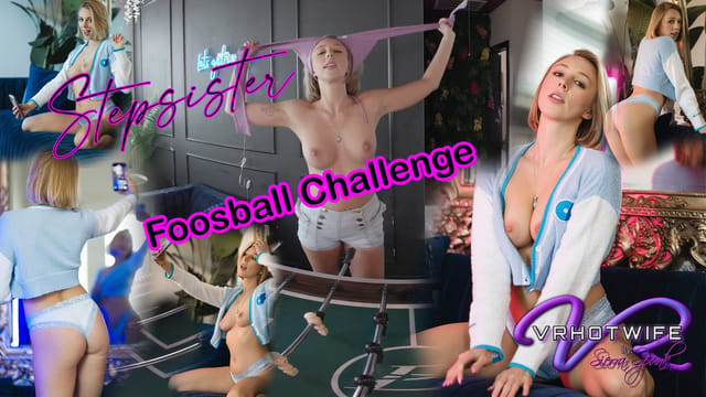 Lovely Lo plays foosball solo in a step family fantasy scene filmed in 4K VR with 60 FPS and POV camera work