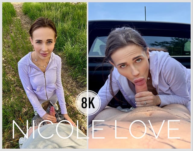 Nicole Love performs a POV blowjob in an outdoor pickup truck setting in this 4K VR video featuring 60 FPS gameplay.