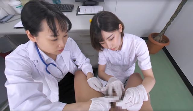 Eimi Fukada in nurse uniform performs semen testing in a clinical setting via 4K VR POV camera