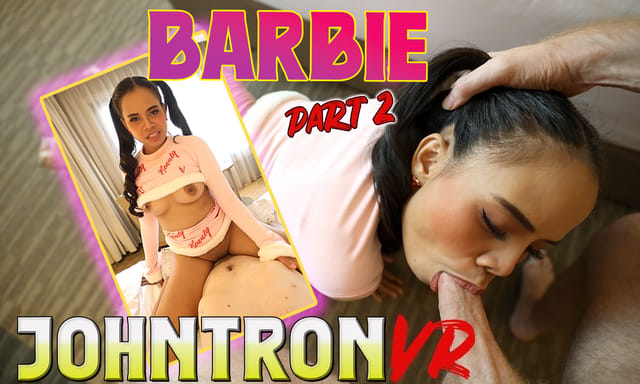 Brunette model Barbie engages in a POV scene filmed in 4K 60 FPS VR by JohnTronVR.