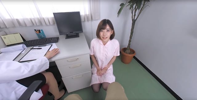 Eimi Fukada as a nurse performs a semen test in 4K VR POV with 60 FPS.