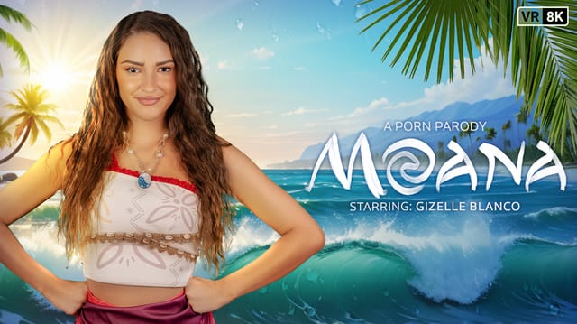 Gizelle Blanco in Moana cosplay performs titty fuck in close up VR scene with 60fps quality and premium production values.