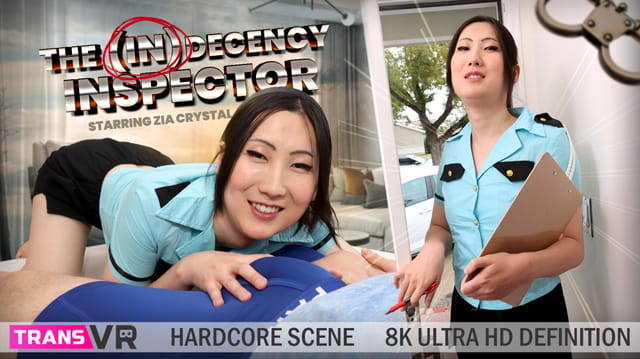 Zia Cristal receives anal and oral sex in a POV VR scene filmed in 4K resolution by TransVR.