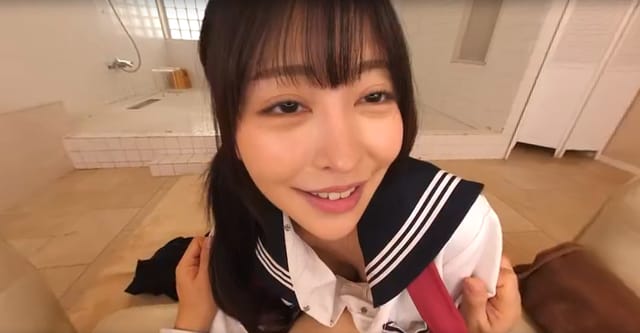 Brunette Hinako Mori engages in sex in a soapland setting during a VR POV scene captured in 4K resolution with 60 frames per second.