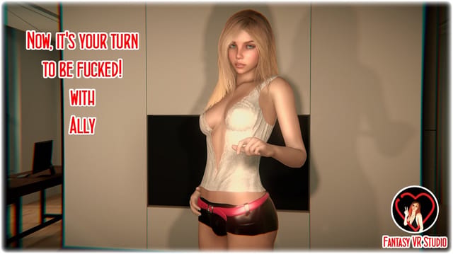 Ally FVR performs a POV trans sexual act with a male partner in a 4K VR setting by FantasyVR Studio.