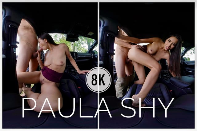 Paula Shy performs a blowjob outdoors in 4K VR POV video