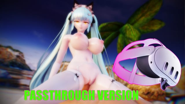 Privaty rides outdoors in a 4K VR passthrough scene filmed in POV style with big tits during the Nikke privaty beach riding video.