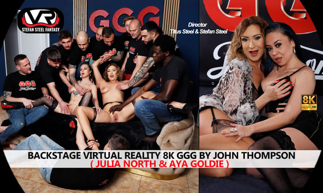 Aya Goldie and Julia North perform POV anal and oral acts in 8K VR for John Thompson.