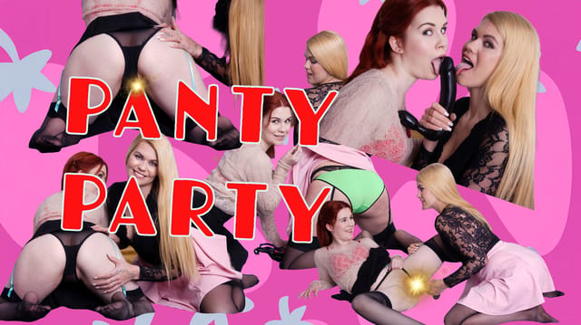 Kaira and Izzy Delphine tease viewers in a POV panty fetish scene, featuring 4K resolution and 60 FPS VR content from StockingsVR.