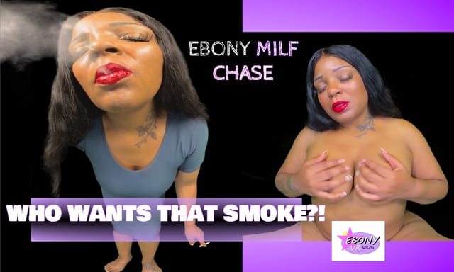 Ebony model Chase performs a solo passthrough scene in a smoking fantasy setting captured in VR POV quality.