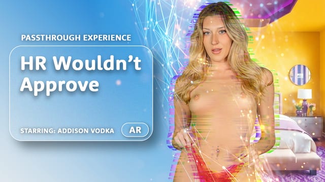 Addison Vodka performs a POV blowjob in a passthrough VR scene with fisheye lens and 60 FPS quality