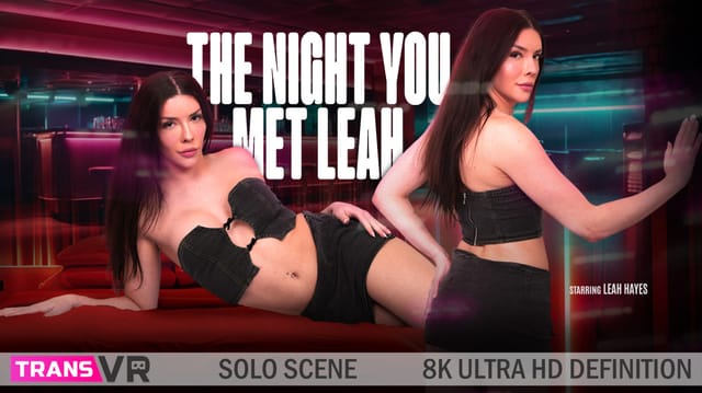 Leah Hayes performs a solo POV interaction in a dimly lit bedroom captured in 4K VR footage.